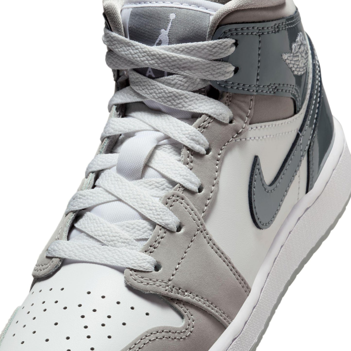 Air Jordan 1 Mid SE Big Kids' Shoes White/Cool Grey-Medium Grey