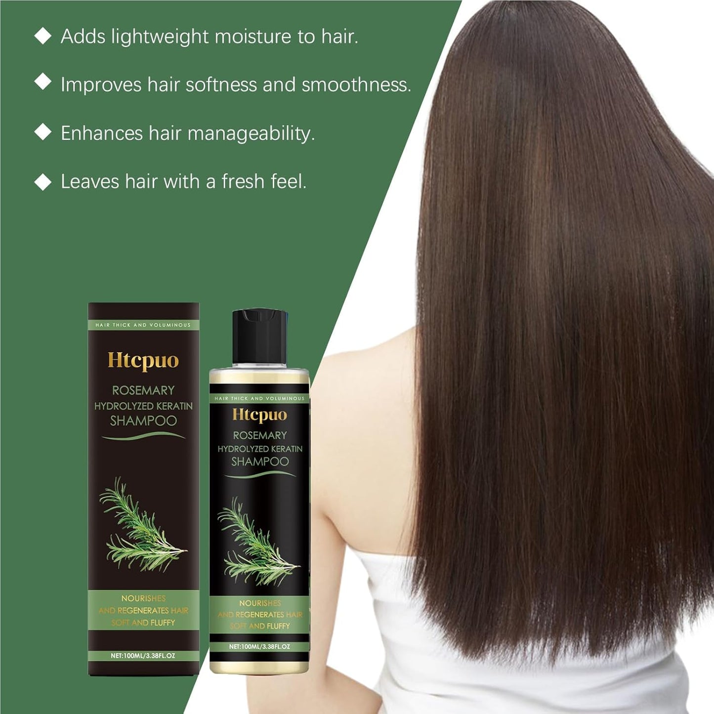 Htcpuo Rosemary Keratin Shampoo | 3.38 fl oz