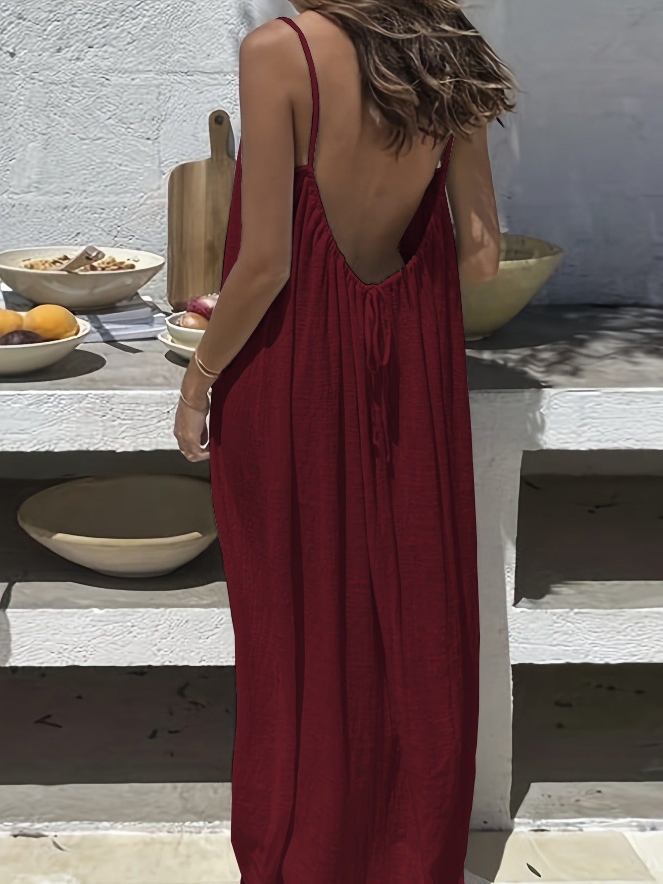 Backless Loose Maxi Home Dress