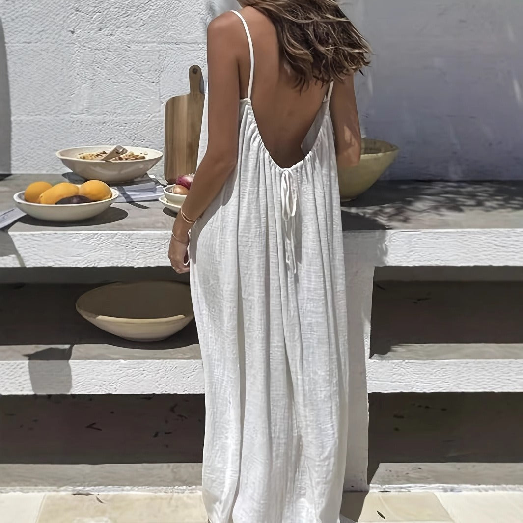 Backless Loose Maxi Home Dress