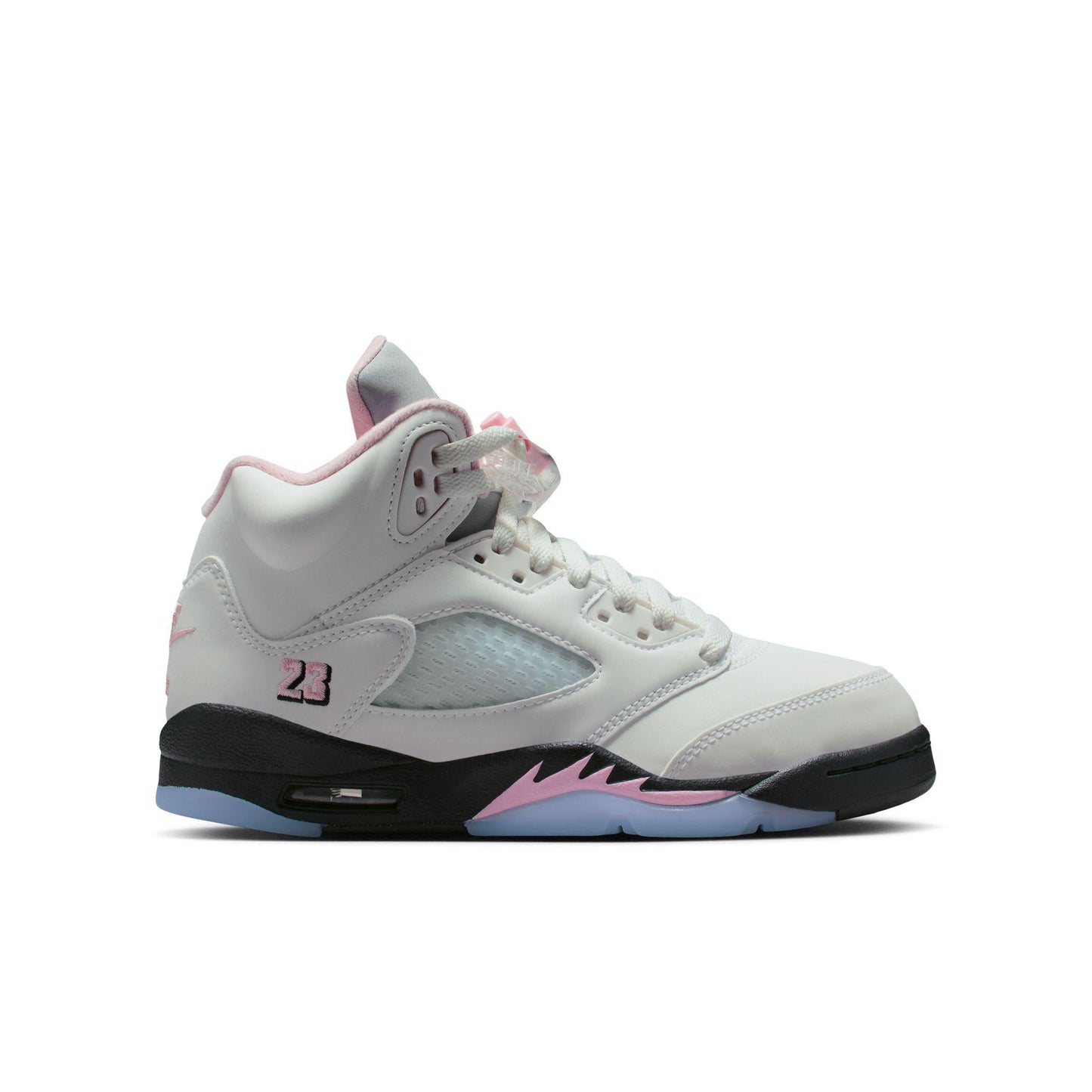 Air Jordan 5 Retro Big Kids' Shoes White/Med Soft Pink-Black