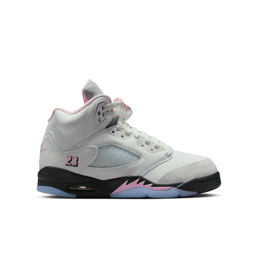 Air Jordan 5 Retro Big Kids' Shoes White/Med Soft Pink-Black