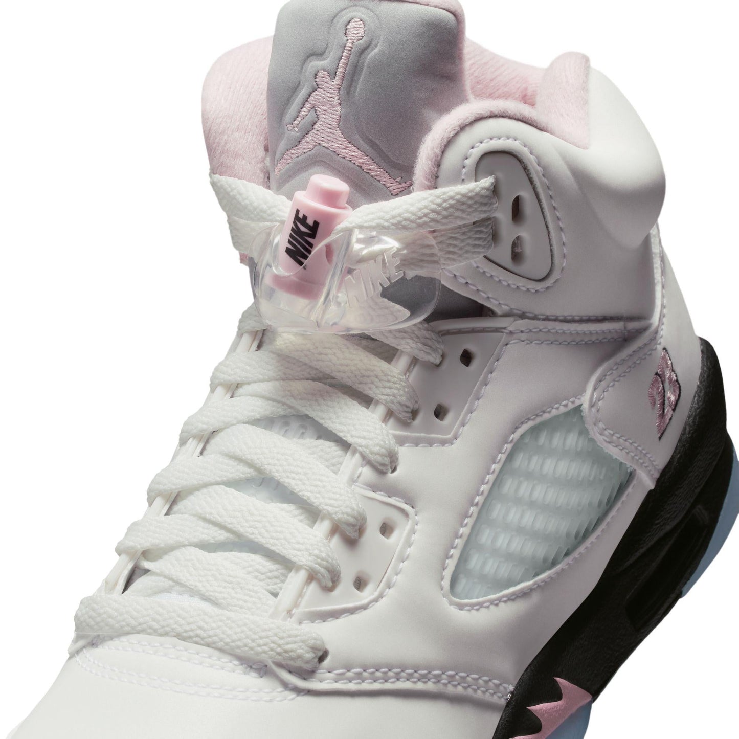Air Jordan 5 Retro Big Kids' Shoes White/Med Soft Pink-Black